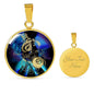 Cancer Purple Galaxy Zodiac Necklace Stainless Steel or 18k Gold Circle Pendant - Express Your Love Gifts