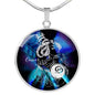Cancer Purple Galaxy Zodiac Necklace Stainless Steel or 18k Gold Circle Pendant - Express Your Love Gifts