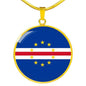 Cape Verde Flag Necklace Cape Verde Flag Stainless Steel or 18k Gold 18-22" - Express Your Love Gifts