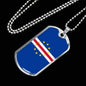 Cape Verde Flag Necklace Cape Verde Flag Stainless Steel or 18k Gold Dog Tag 24" - Express Your Love Gifts