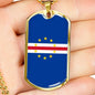 Cape Verde Flag Necklace Cape Verde Flag Stainless Steel or 18k Gold Dog Tag 24" - Express Your Love Gifts