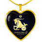 Capricorn Sign Zodiac Stainless Steel Necklace 18k Gold Heart Pendant 18-22"-Express Your Love Gifts