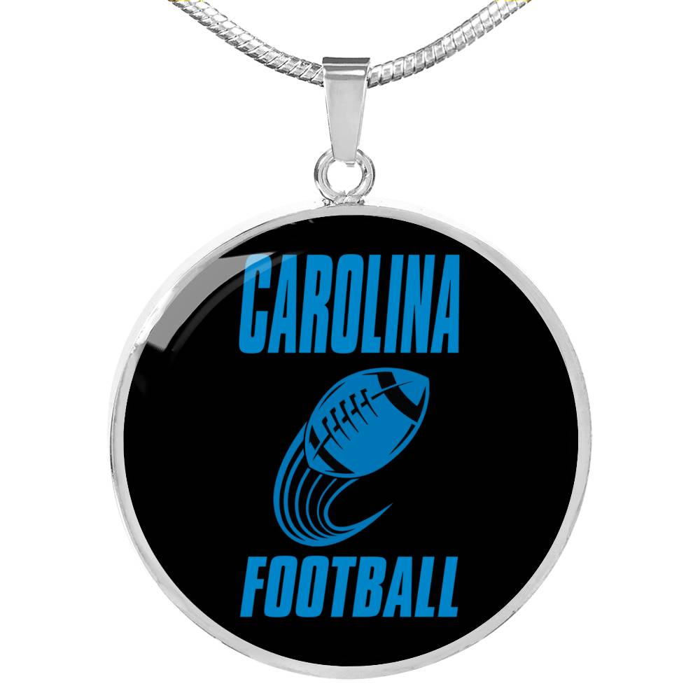 Carolina Circle Pendant Football Fan Necklace Stainless Steel or 18k Gold 18-22" - Express Your Love Gifts