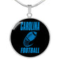 Carolina Circle Pendant Football Fan Necklace Stainless Steel or 18k Gold 18-22" - Express Your Love Gifts
