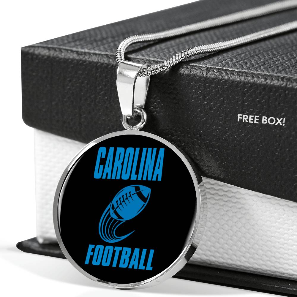 Carolina Circle Pendant Football Fan Necklace Stainless Steel or 18k Gold 18-22" - Express Your Love Gifts