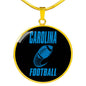 Carolina Circle Pendant Football Fan Necklace Stainless Steel or 18k Gold 18-22" - Express Your Love Gifts