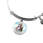 Catholic Saint Agatha Circle Bangle Bracelet Stainless Steel or 18k Gold" - Express Your Love Gifts