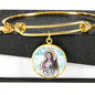 Catholic Saint Agatha Circle Bangle Bracelet Stainless Steel or 18k Gold" - Express Your Love Gifts