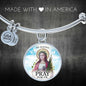 Catholic Saint Agatha Circle Bangle Bracelet Stainless Steel or 18k Gold" - Express Your Love Gifts