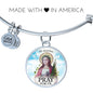 Catholic Saint Agatha Circle Bangle Bracelet Stainless Steel or 18k Gold" - Express Your Love Gifts