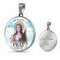 Catholic Saint Agatha Circle Necklace Stainless Steel or 18k Gold 18-22" - Express Your Love Gifts