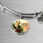Catholic Saint Benedict Circle Bangle Bracelet Stainless Steel or 18k Gold" - Express Your Love Gifts