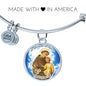 Catholic St. Anthony Circle Bangle Bracelet Stainless Steel or 18k Gold" - Express Your Love Gifts