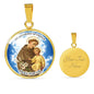 Catholic St. Anthony Circle Necklace Stainless Steel or 18k Gold 18-22" - Express Your Love Gifts