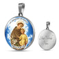 Catholic St. Anthony Circle Necklace Stainless Steel or 18k Gold 18-22" - Express Your Love Gifts