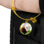 Catholic St. Francis Circle Bangle Bracelet Stainless Steel or 18k Gold" - Express Your Love Gifts