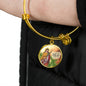 Catholic St. Margaret Circle Bangle Bracelet Stainless Steel or 18k Gold" - Express Your Love Gifts