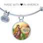 Catholic St. Margaret Circle Bangle Bracelet Stainless Steel or 18k Gold" - Express Your Love Gifts