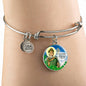 Catholic St. Patrick Circle Bangle Bracelet Stainless Steel or 18k Gold" - Express Your Love Gifts
