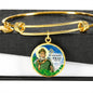 Catholic St. Patrick Circle Bangle Bracelet Stainless Steel or 18k Gold" - Express Your Love Gifts