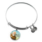Catholic St. Pio Circle Bangle Bracelet Stainless Steel or 18k Gold" - Express Your Love Gifts