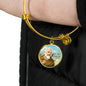 Catholic St. Pio Circle Bangle Bracelet Stainless Steel or 18k Gold" - Express Your Love Gifts