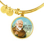 Catholic St. Pio Circle Bangle Bracelet Stainless Steel or 18k Gold" - Express Your Love Gifts