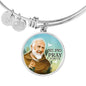 Catholic St. Pio Circle Bangle Bracelet Stainless Steel or 18k Gold" - Express Your Love Gifts