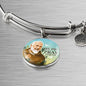 Catholic St. Pio Circle Bangle Bracelet Stainless Steel or 18k Gold" - Express Your Love Gifts