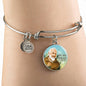 Catholic St. Pio Circle Bangle Bracelet Stainless Steel or 18k Gold" - Express Your Love Gifts