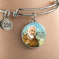 Catholic St. Pio Circle Bangle Bracelet Stainless Steel or 18k Gold" - Express Your Love Gifts