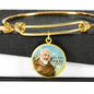 Catholic St. Pio Circle Bangle Bracelet Stainless Steel or 18k Gold" - Express Your Love Gifts