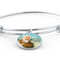 Catholic St. Pio Circle Bangle Bracelet Stainless Steel or 18k Gold" - Express Your Love Gifts