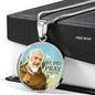 Catholic St. Pio Circle Necklace Stainless Steel or 18k Gold 18-22" - Express Your Love Gifts