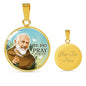 Catholic St. Pio Circle Necklace Stainless Steel or 18k Gold 18-22" - Express Your Love Gifts
