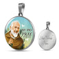 Catholic St. Pio Circle Necklace Stainless Steel or 18k Gold 18-22" - Express Your Love Gifts