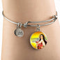 Catholic St. Therese Circle Bangle Bracelet Stainless Steel or 18k Gold" - Express Your Love Gifts