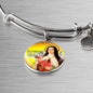 Catholic St. Therese Circle Bangle Bracelet Stainless Steel or 18k Gold" - Express Your Love Gifts