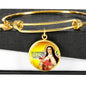 Catholic St. Therese Circle Bangle Bracelet Stainless Steel or 18k Gold" - Express Your Love Gifts