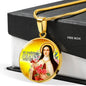 Catholic St. Therese Circle Necklace Stainless Steel or 18k Gold 18-22" - Express Your Love Gifts