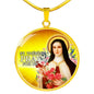 Catholic St. Therese Circle Necklace Stainless Steel or 18k Gold 18-22" - Express Your Love Gifts