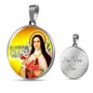 Catholic St. Therese Circle Necklace Stainless Steel or 18k Gold 18-22" - Express Your Love Gifts