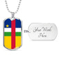 Central Africa Republic Flag Necklace Central African Republic Flag Stainless Steel or 18k Gold Dog Tag 24" - Express Your Love Gifts
