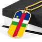 Central Africa Republic Flag Necklace Central African Republic Flag Stainless Steel or 18k Gold Dog Tag 24" - Express Your Love Gifts