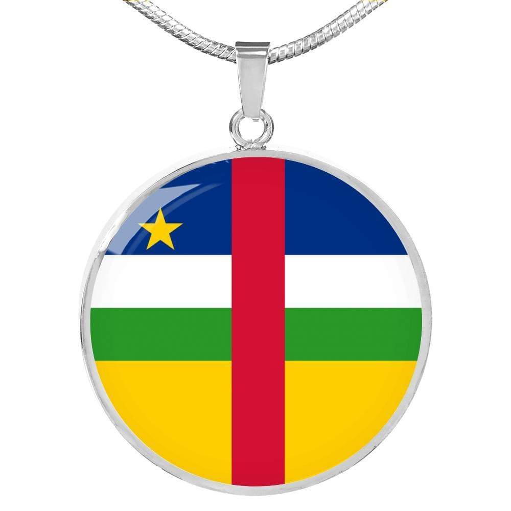 Central African Republic Flag Circle Necklace Stainless Steel or 18k Gold 18-22" - Express Your Love Gifts