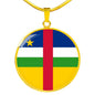 Central African Republic Flag Circle Necklace Stainless Steel or 18k Gold 18-22" - Express Your Love Gifts