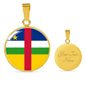 Central African Republic Flag Circle Necklace Stainless Steel or 18k Gold 18-22" - Express Your Love Gifts