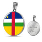 Central African Republic Flag Circle Necklace Stainless Steel or 18k Gold 18-22" - Express Your Love Gifts