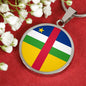Central African Republic Flag Circle Necklace Stainless Steel or 18k Gold 18-22" - Express Your Love Gifts