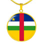 Central African Republic Flag Circle Necklace Stainless Steel or 18k Gold 18-22" - Express Your Love Gifts